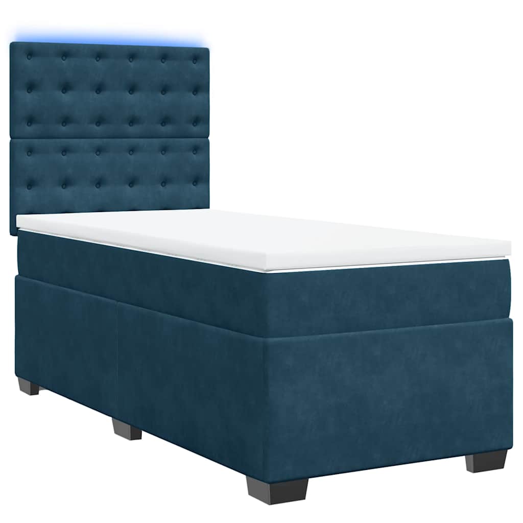 Box spring krevet s madracem plavi 90x190 cm baršunasti