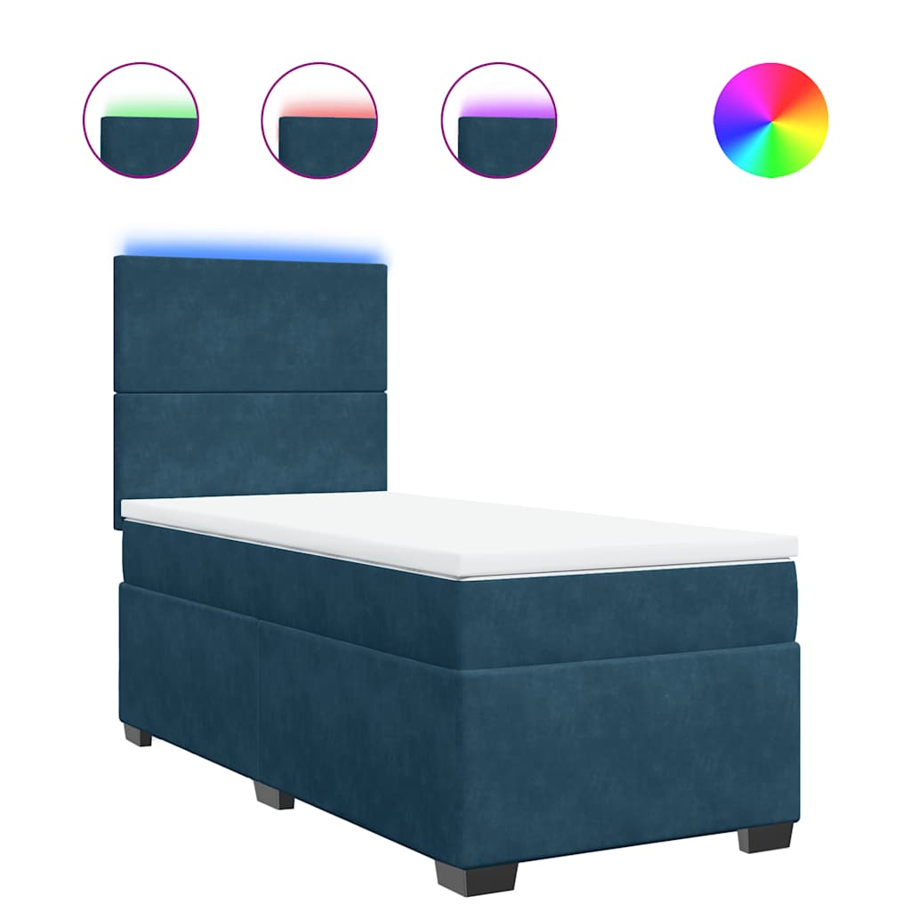 Box spring krevet s madracem plavi 90x200 cm baršunasti