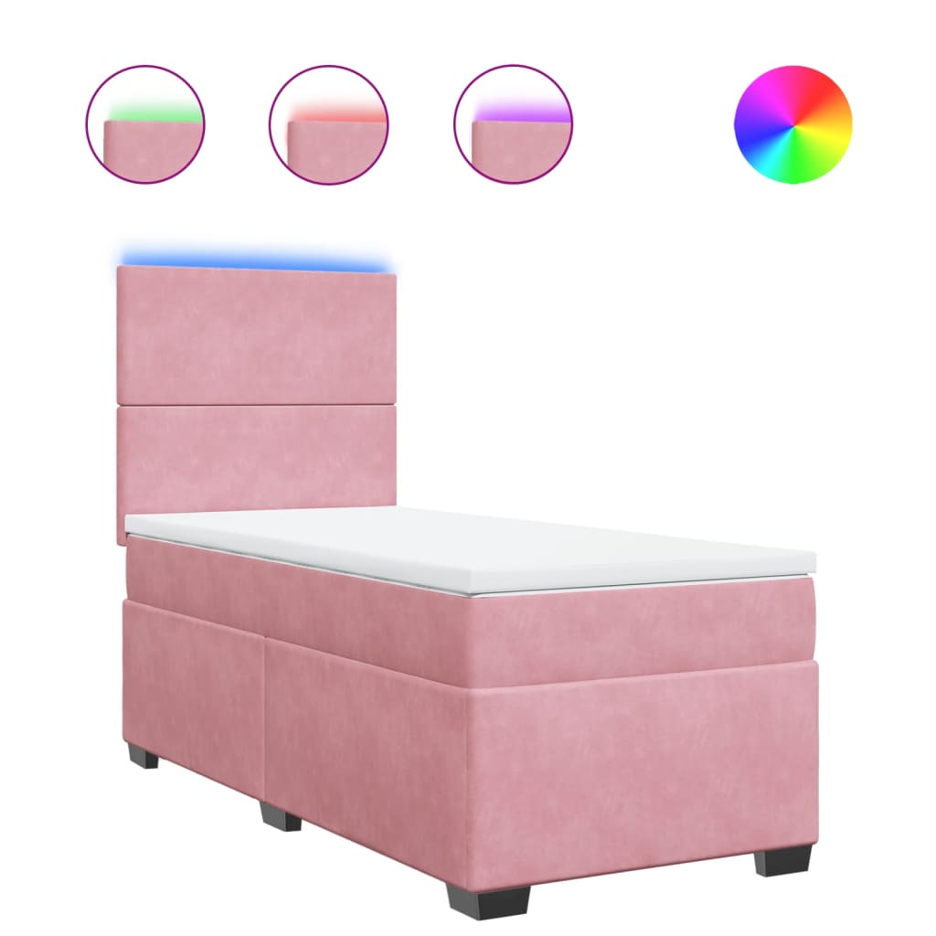 Box spring krevet s madracem ružičasti 90x200 cm baršunasti