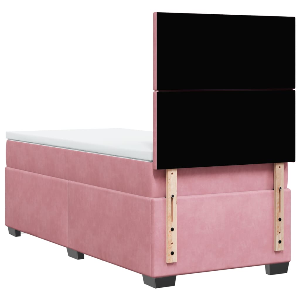 Box spring krevet s madracem ružičasti 90x200 cm baršunasti