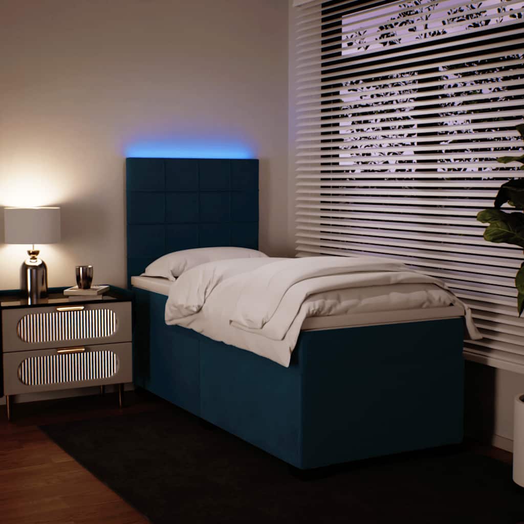 Box spring krevet s madracem plavi 90x200 cm baršunasti