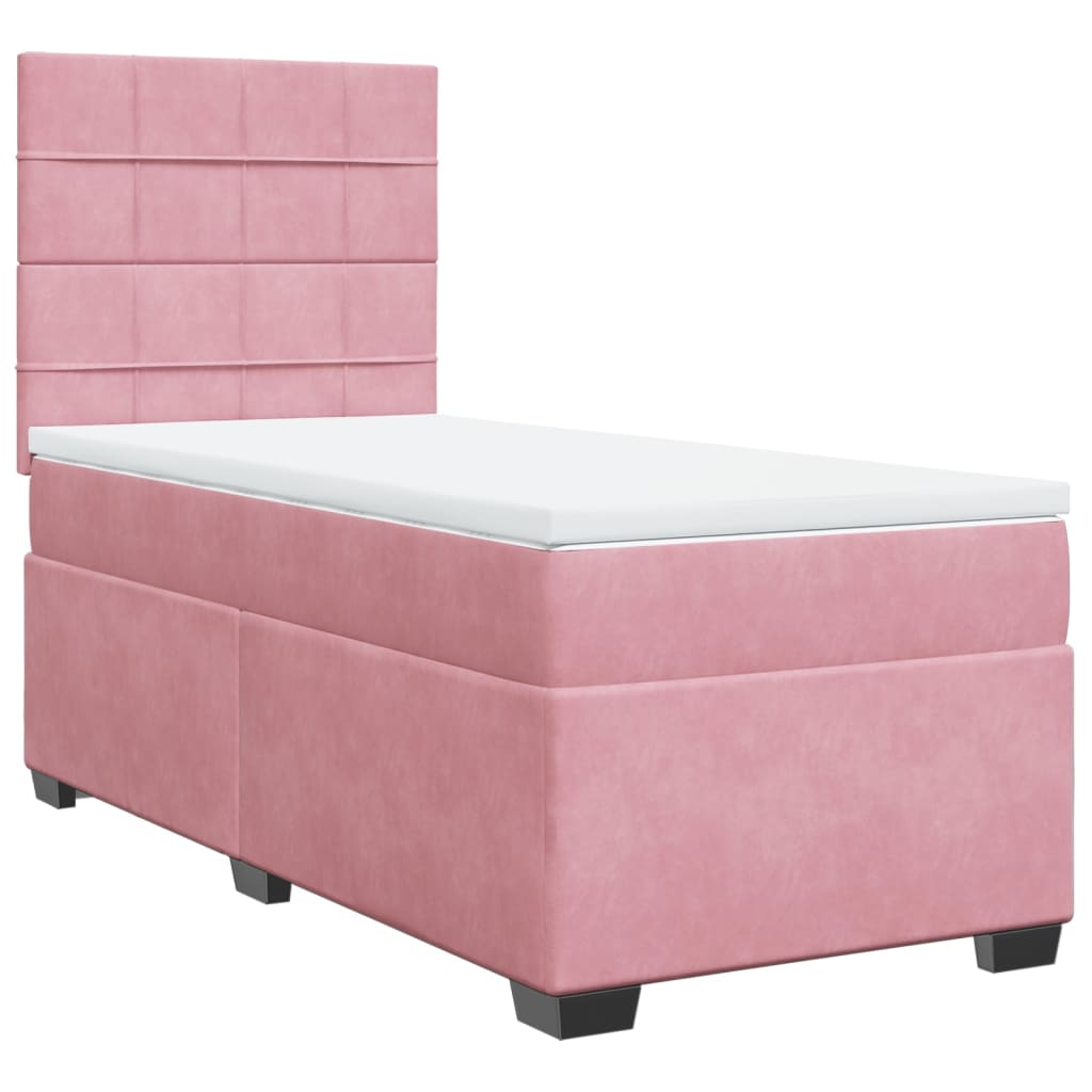 Box spring krevet s madracem ružičasti 90x200 cm baršunasti