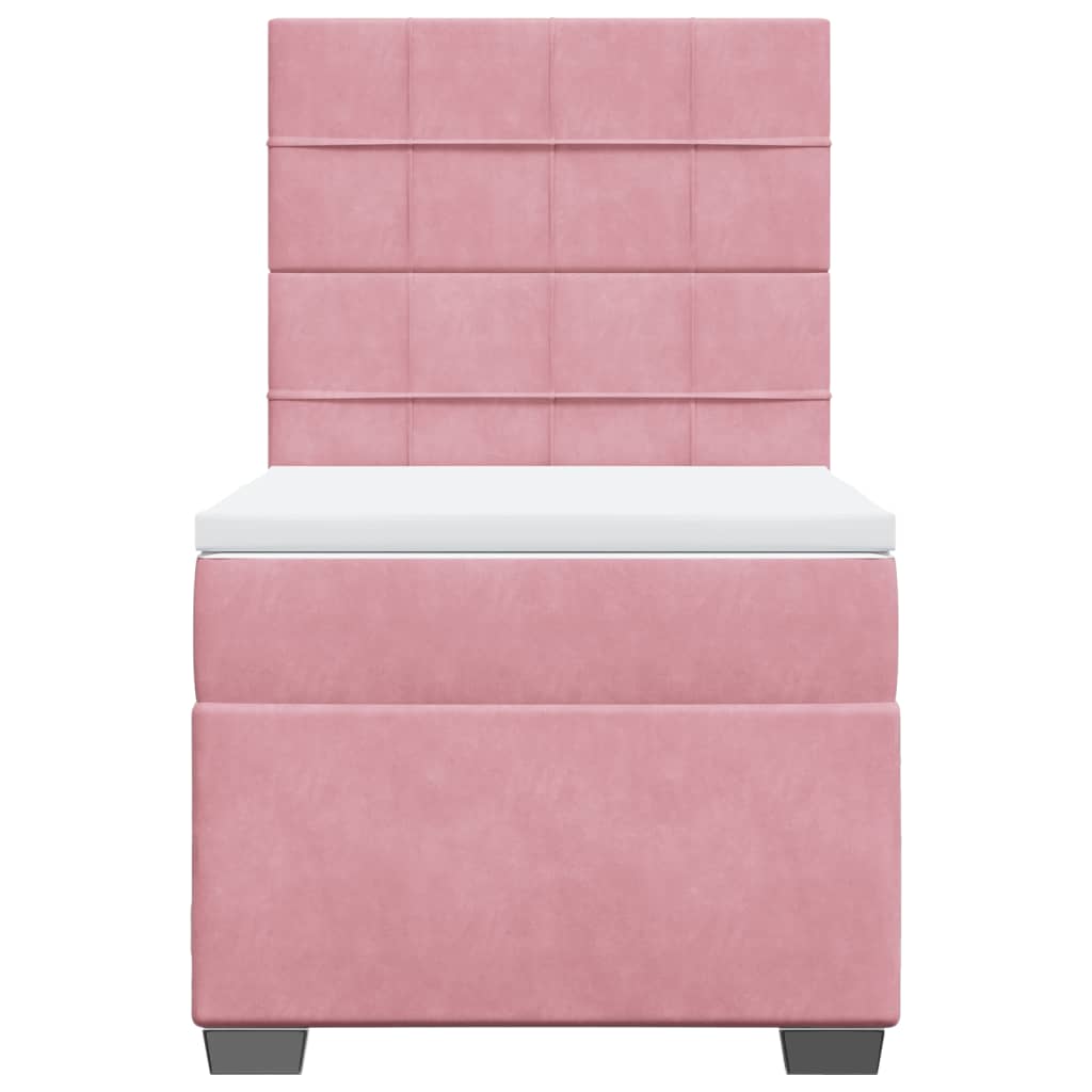 Box spring krevet s madracem ružičasti 90x200 cm baršunasti