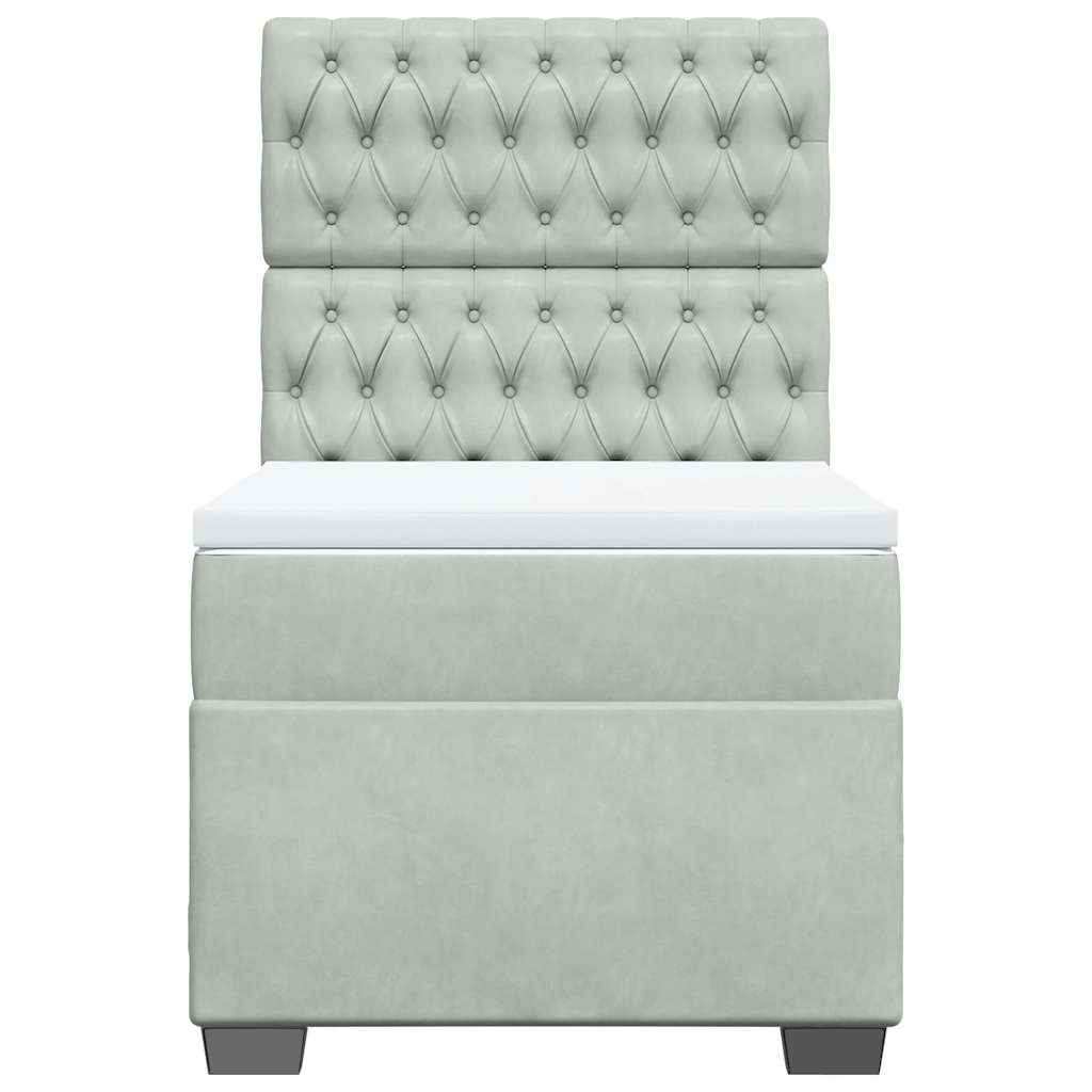 Box spring krevet s madracem svjetlosivi 90x190 cm baršunasti