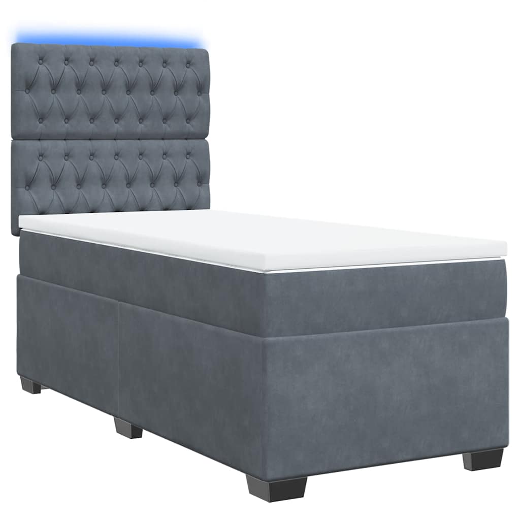 Box spring krevet s madracem tamnosivi 90x200 cm baršunasti