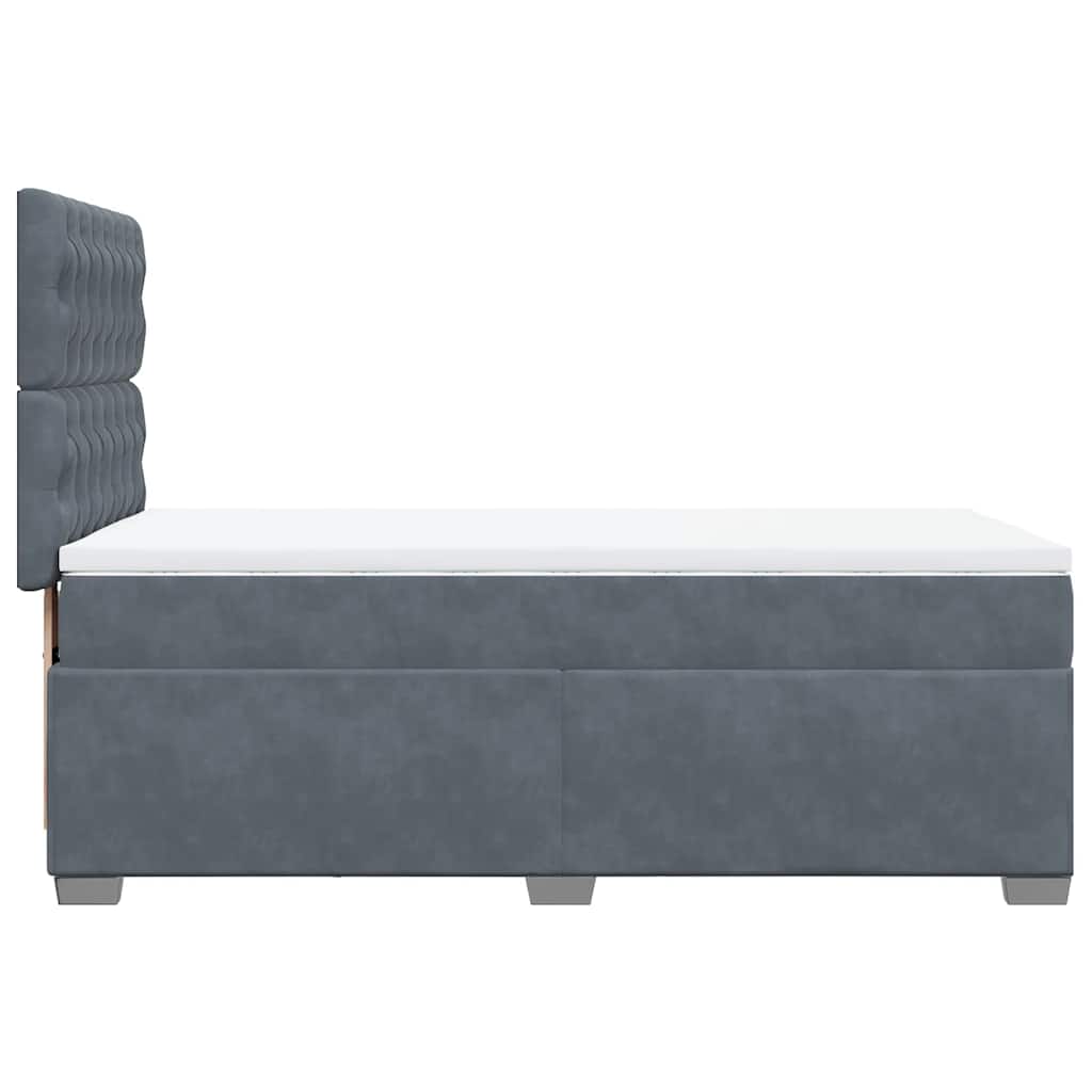 Box spring krevet s madracem tamnosivi 90x200 cm baršunasti