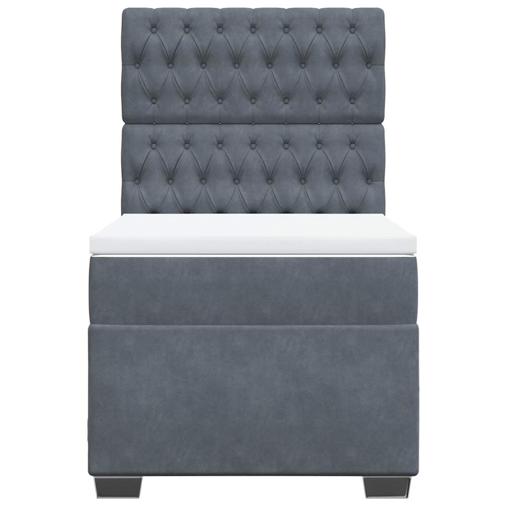 Box spring krevet s madracem tamnosivi 90x200 cm baršunasti