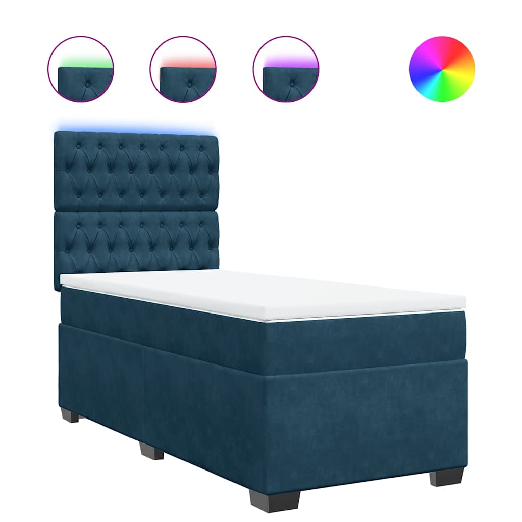 Box spring krevet s madracem plavi 90x200 cm baršunasti