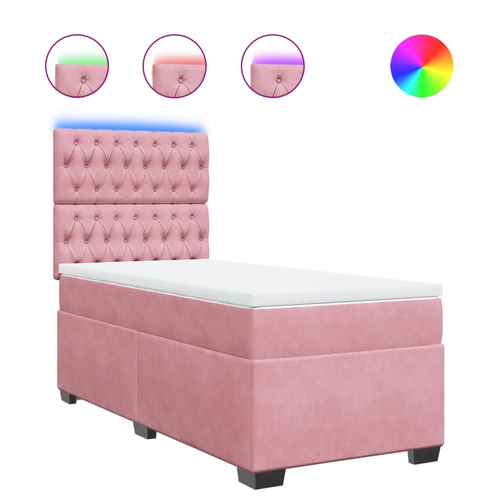 Box spring krevet s madracem ružičasti 90x200 cm baršunasti