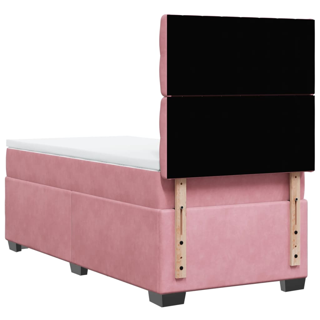 Box spring krevet s madracem ružičasti 90x200 cm baršunasti