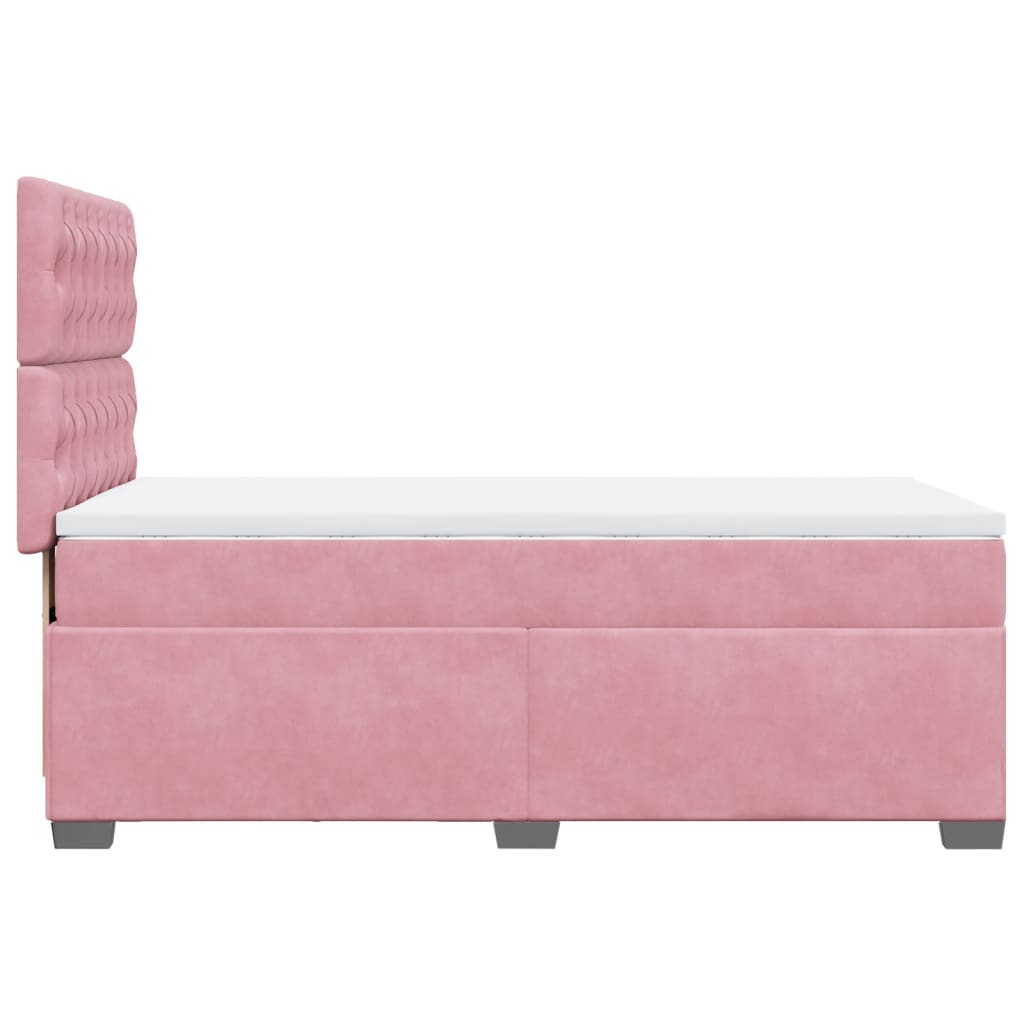 Box spring krevet s madracem ružičasti 90x200 cm baršunasti