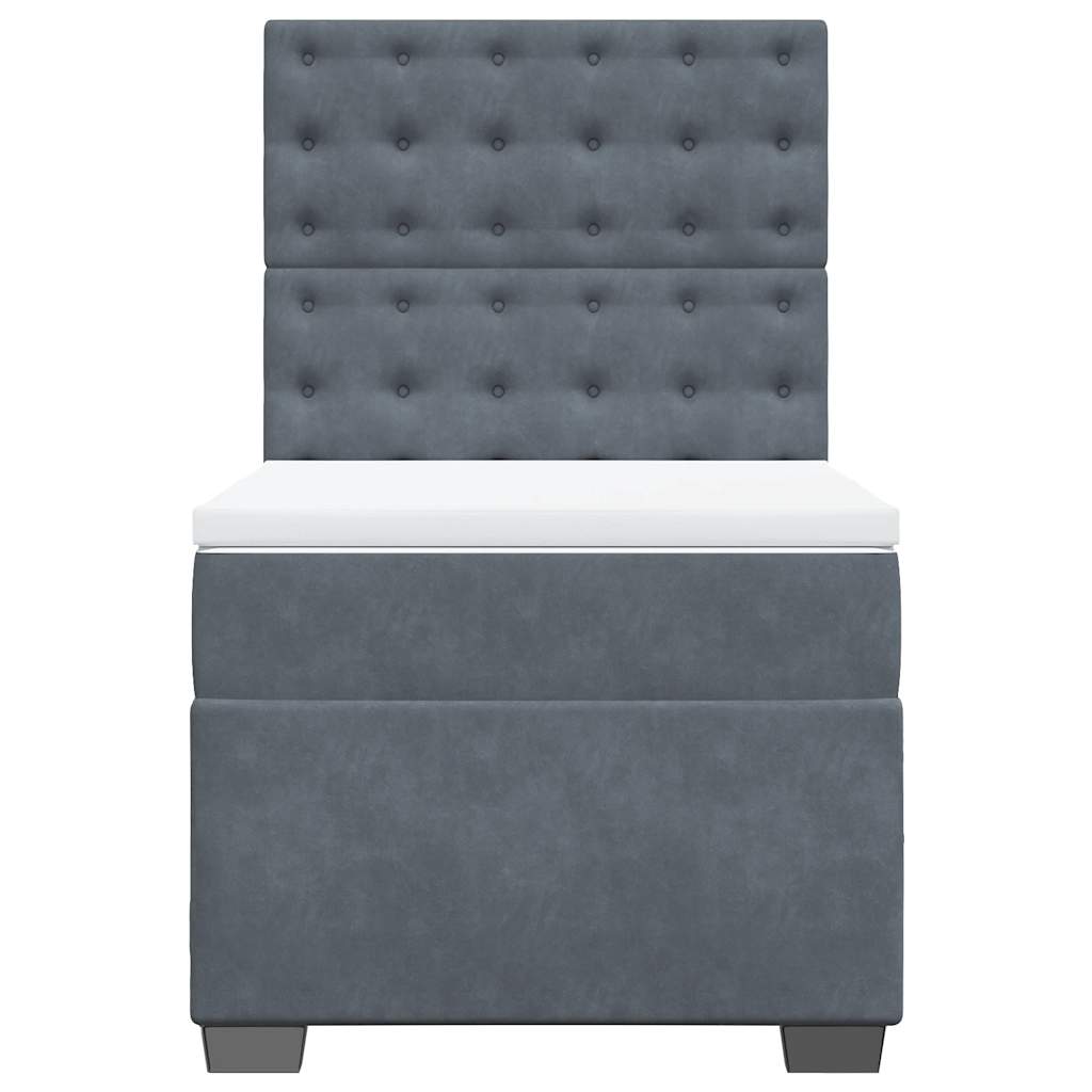 Box spring krevet s madracem tamnosivi 90x200 cm baršunasti