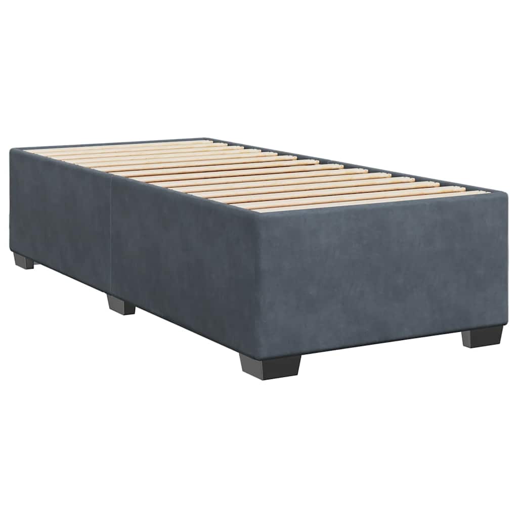 Box spring krevet s madracem tamnosivi 90x200 cm baršunasti