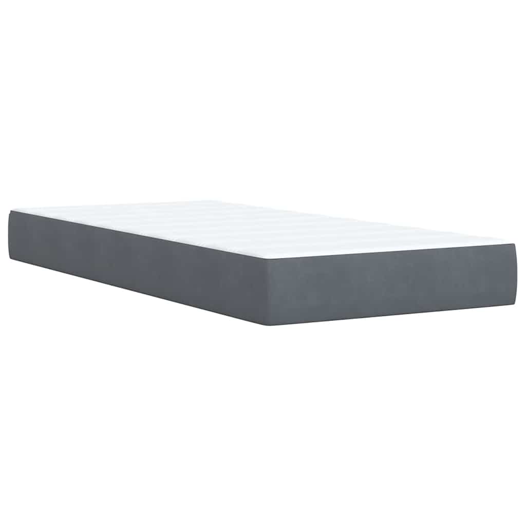 Box spring krevet s madracem tamnosivi 90x200 cm baršunasti