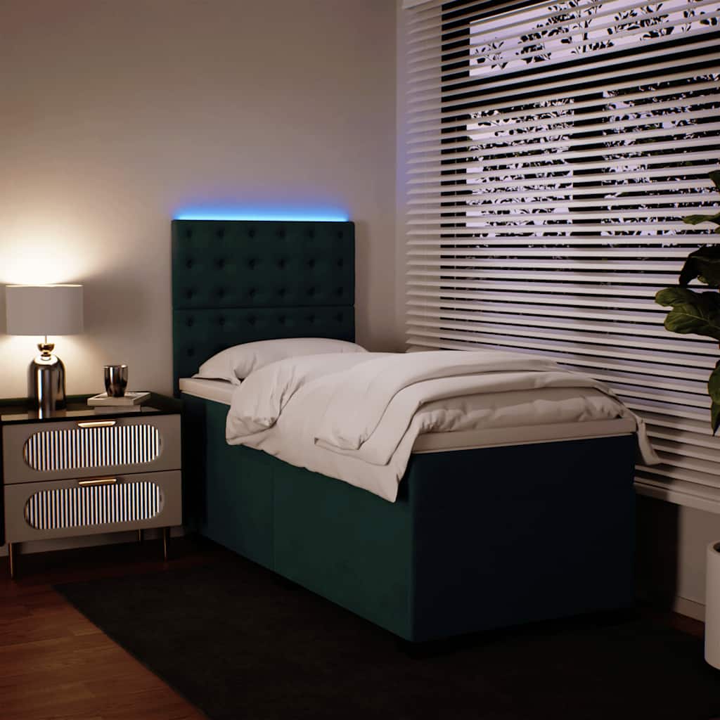 Box spring krevet s madracem tamnozeleni 90x200 cm baršunasti