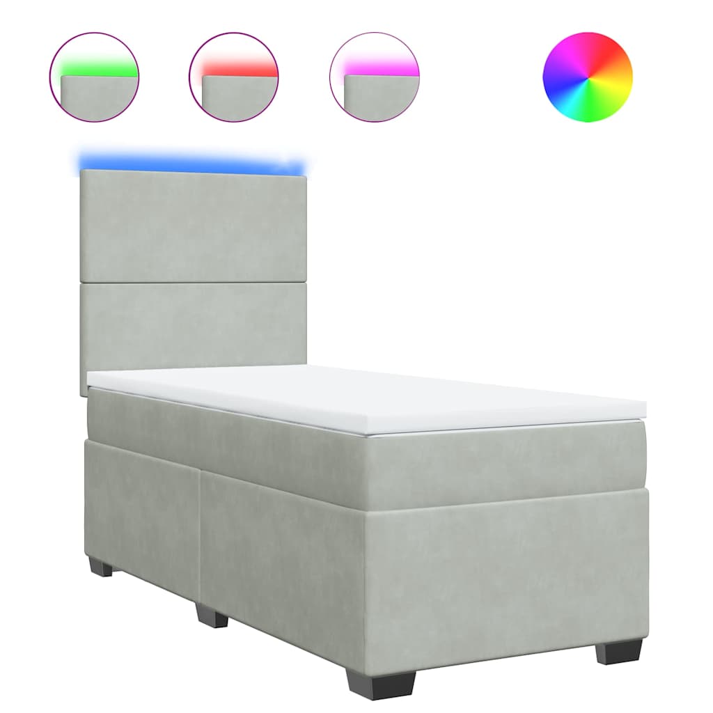 Box spring krevet s madracem svjetlosivi 100x200 cm baršunasti
