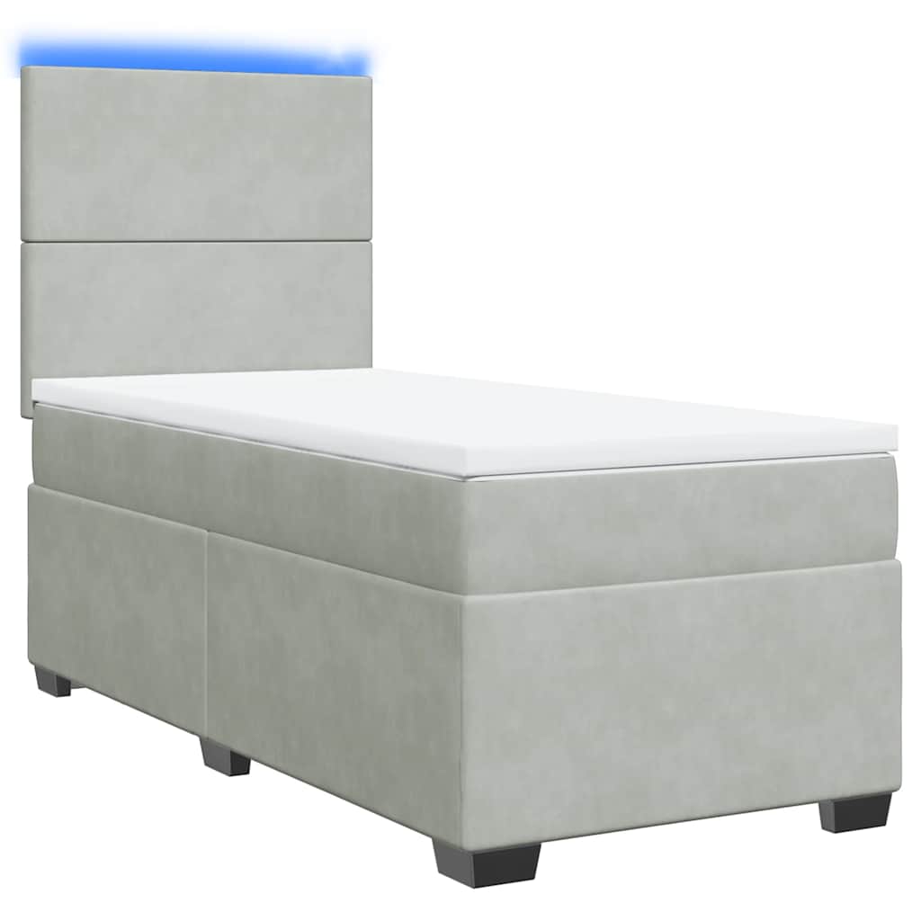 Box spring krevet s madracem svjetlosivi 100x200 cm baršunasti