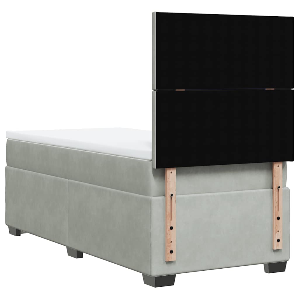 Box spring krevet s madracem svjetlosivi 100x200 cm baršunasti