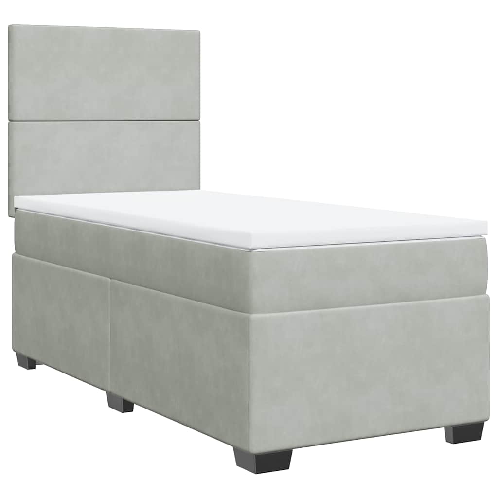 Box spring krevet s madracem svjetlosivi 100x200 cm baršunasti