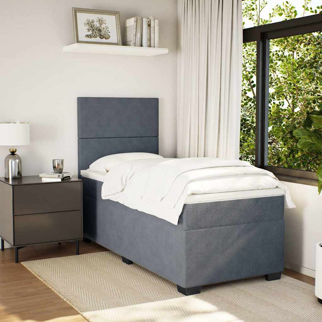 Box spring krevet s madracem tamnosivi 100x200 cm baršunasti