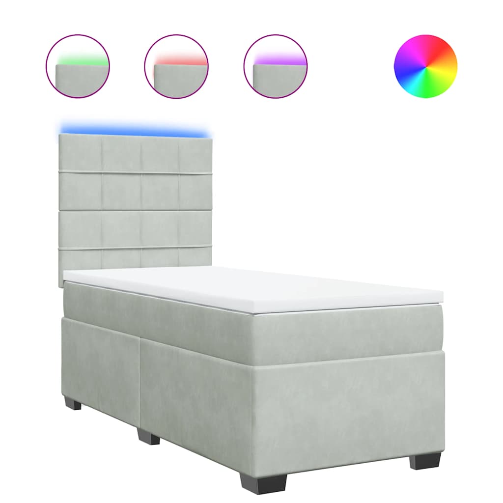 Box spring krevet s madracem svjetlosivi 100x200 cm baršunasti