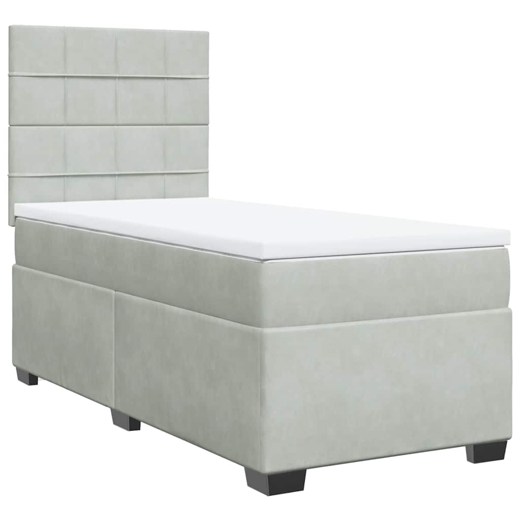 Box spring krevet s madracem svjetlosivi 100x200 cm baršunasti