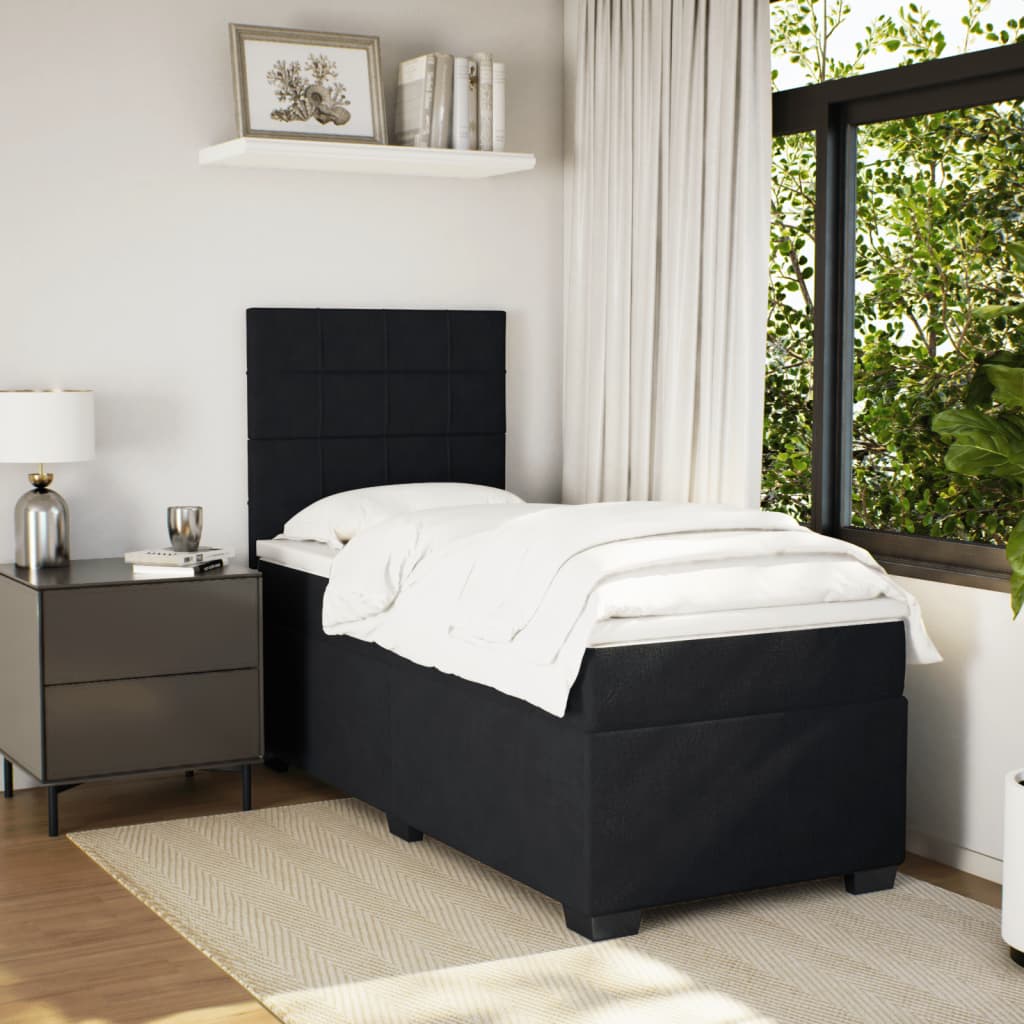 Box spring krevet s madracem crni 100x200 cm baršunasti
