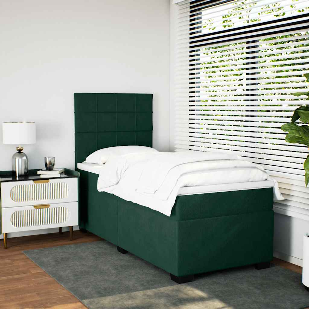 Box spring krevet s madracem tamnozeleni 100x200 cm baršunasti
