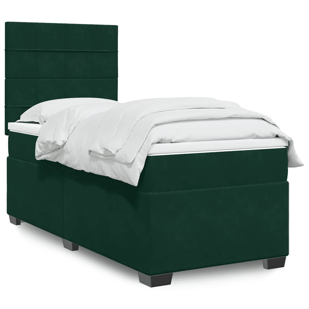 Box spring krevet s madracem tamnozeleni 100x200 cm baršunasti