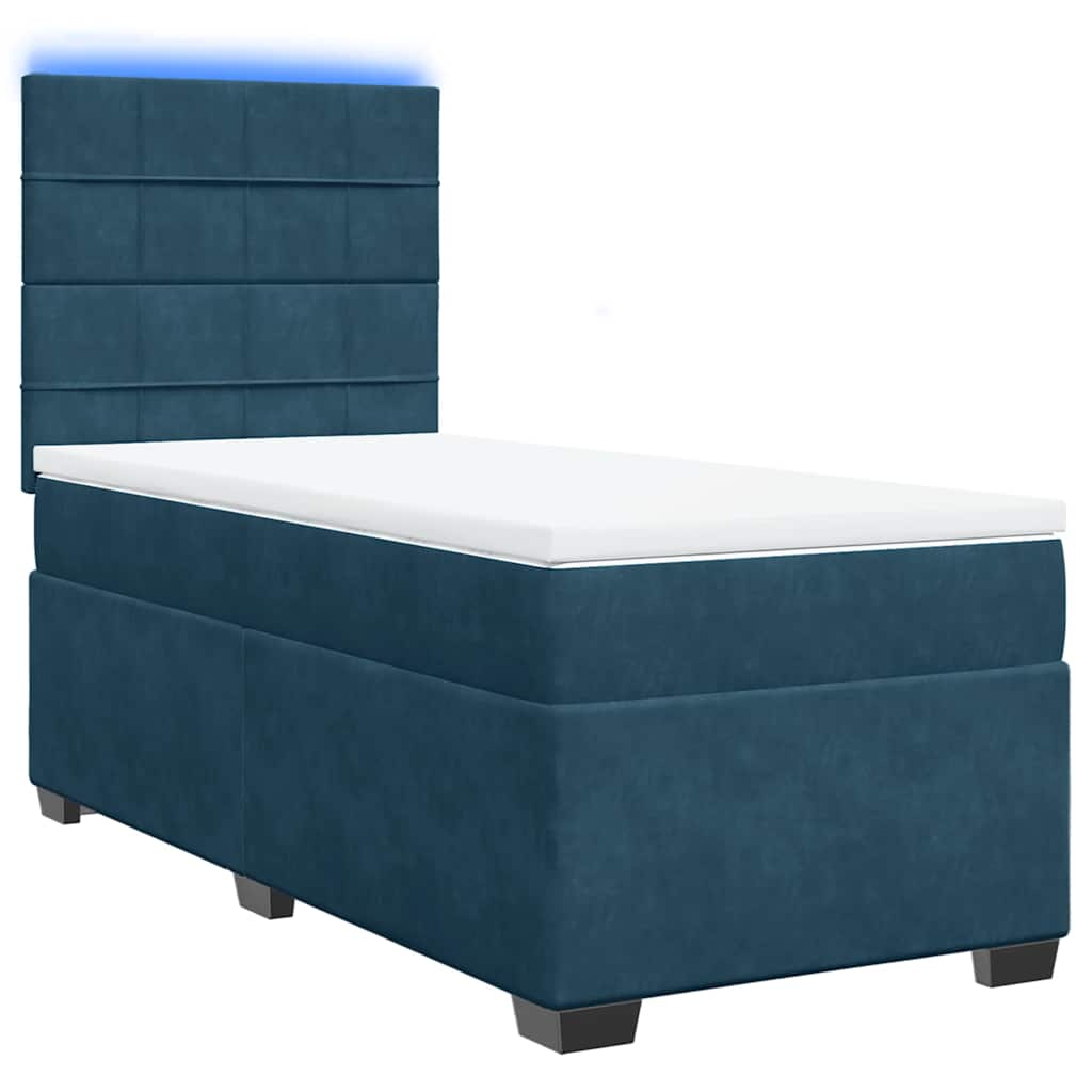 Box spring krevet s madracem plavi 100x200 cm baršunasti