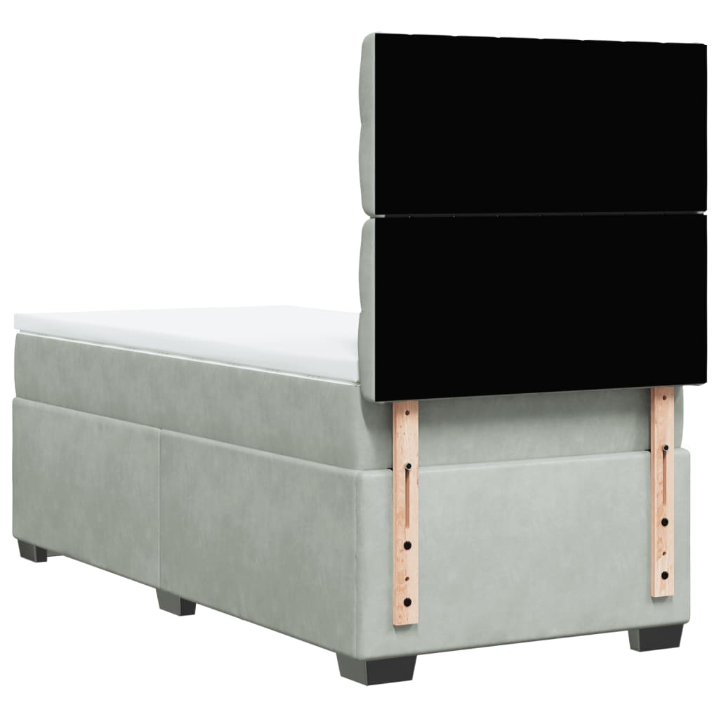 Box spring krevet s madracem svjetlosivi 100x200 cm baršunasti