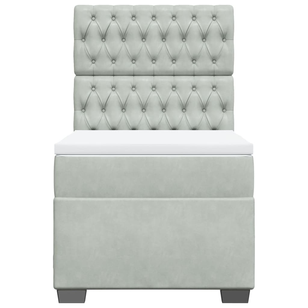 Box spring krevet s madracem svjetlosivi 100x200 cm baršunasti