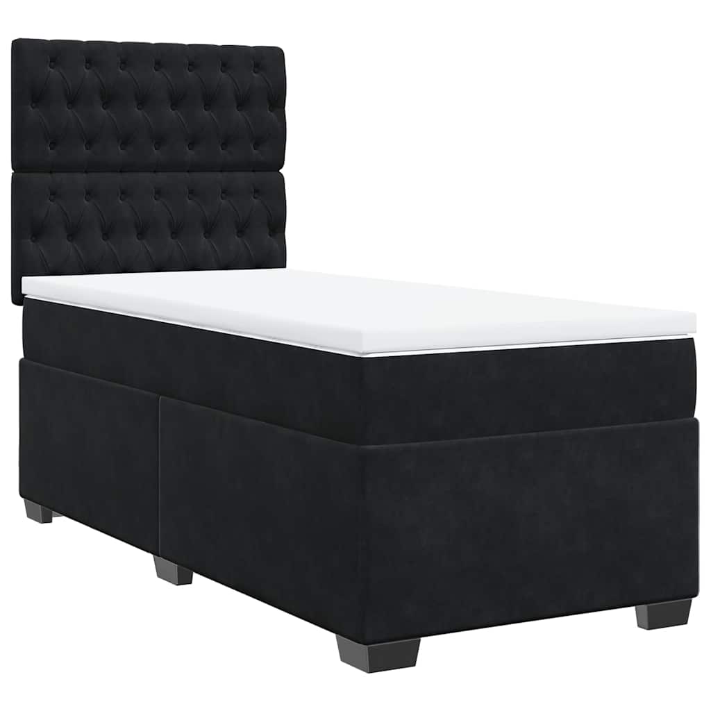 Box spring krevet s madracem crni 100x200 cm baršunasti