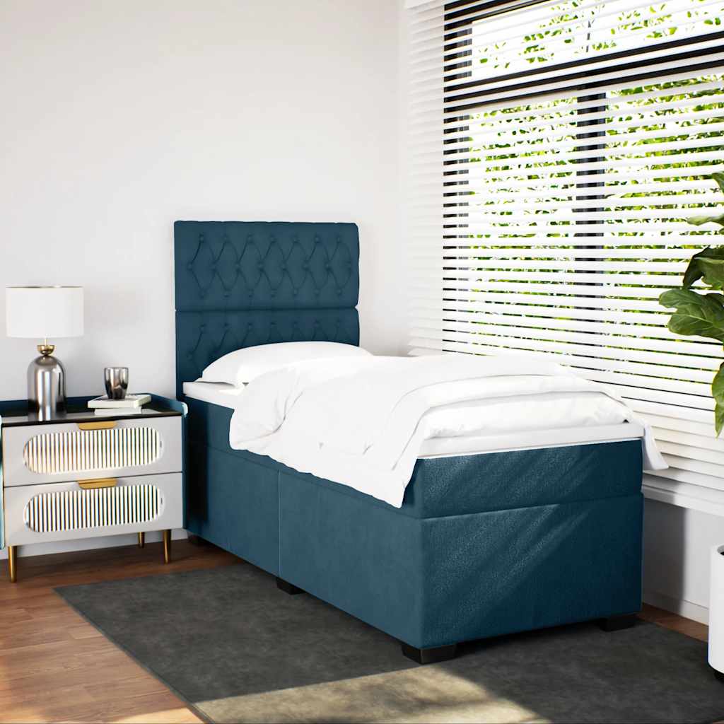 Box spring krevet s madracem plavi 100x200 cm baršunasti