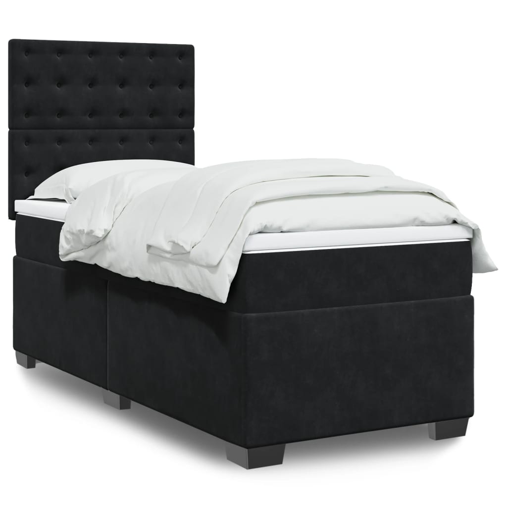 Box spring krevet s madracem crni 100x200 cm baršunasti
