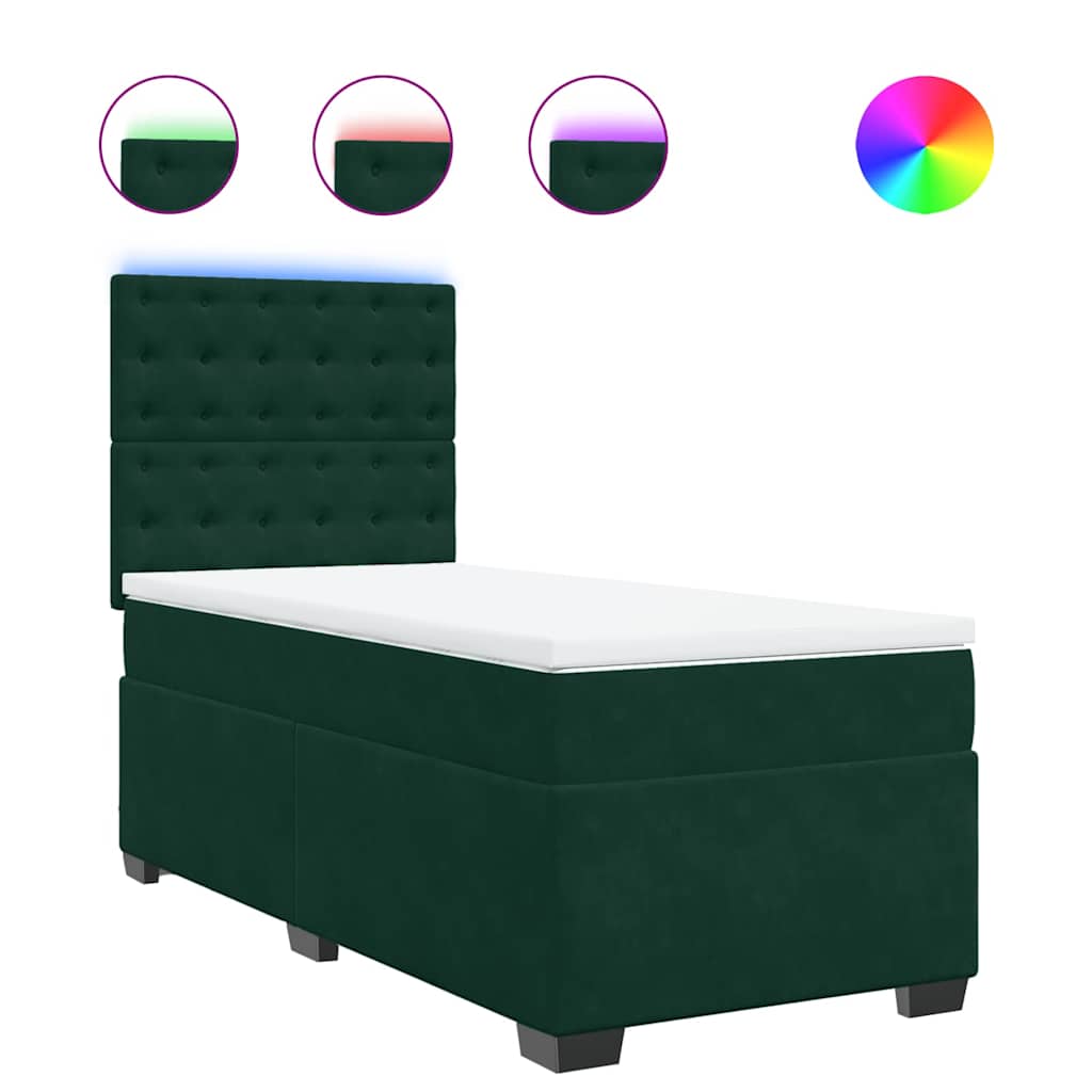 Box spring krevet s madracem tamnozeleni 100x200 cm baršunasti
