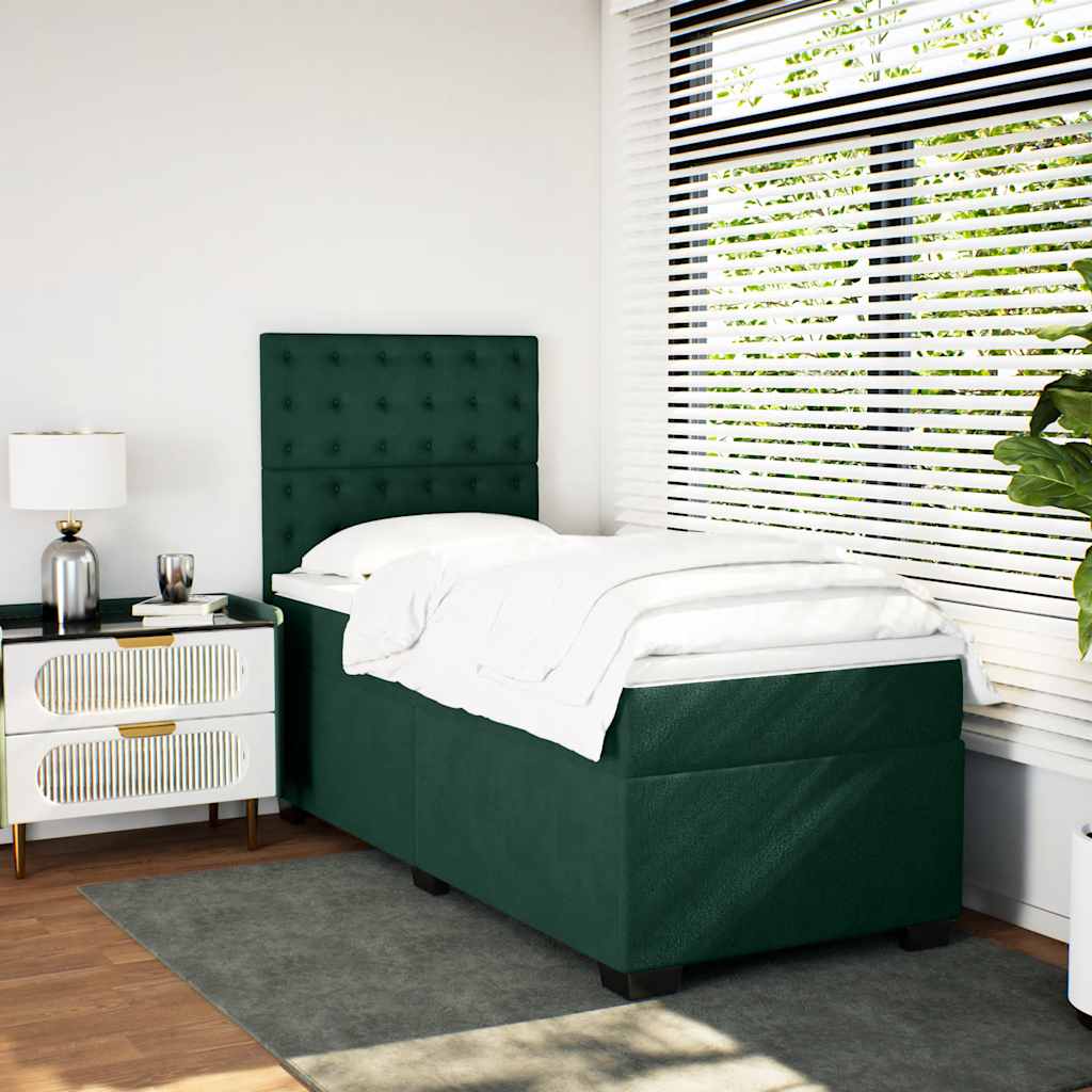 Box spring krevet s madracem tamnozeleni 100x200 cm baršunasti