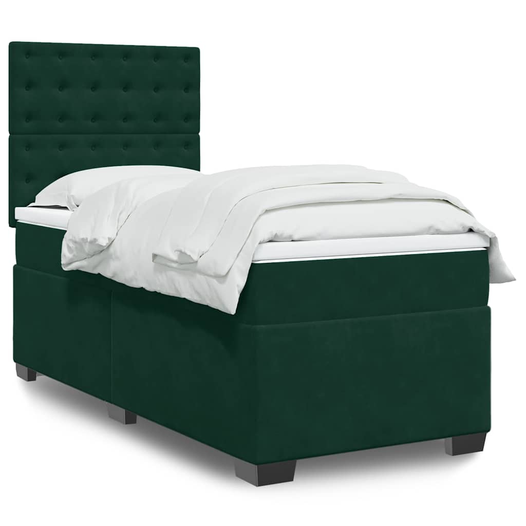 Box spring krevet s madracem tamnozeleni 100x200 cm baršunasti