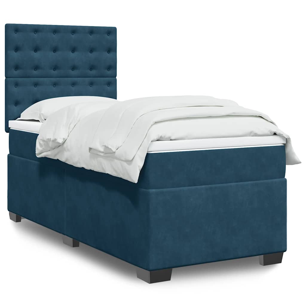 Box spring krevet s madracem plavi 100x200 cm baršunasti