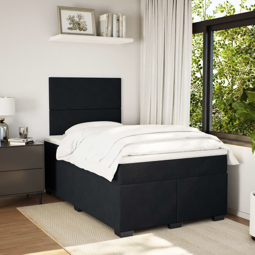 Krevet box spring s madracem crni 120 x 190 cm baršunasti