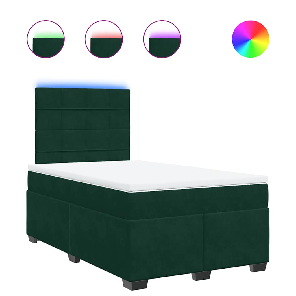 Krevet box spring s madracem tamnozeleni 120x190 cm baršunasti