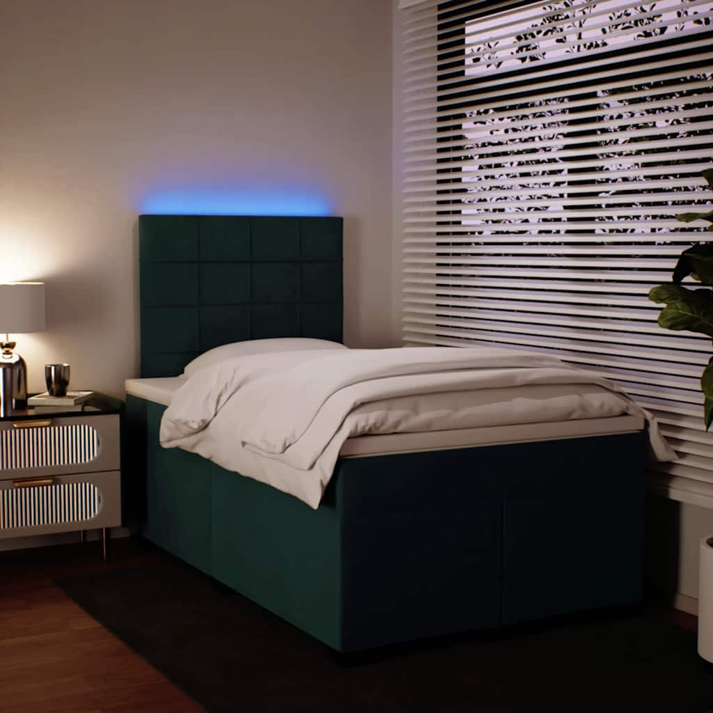 Krevet box spring s madracem tamnozeleni 120x190 cm baršunasti