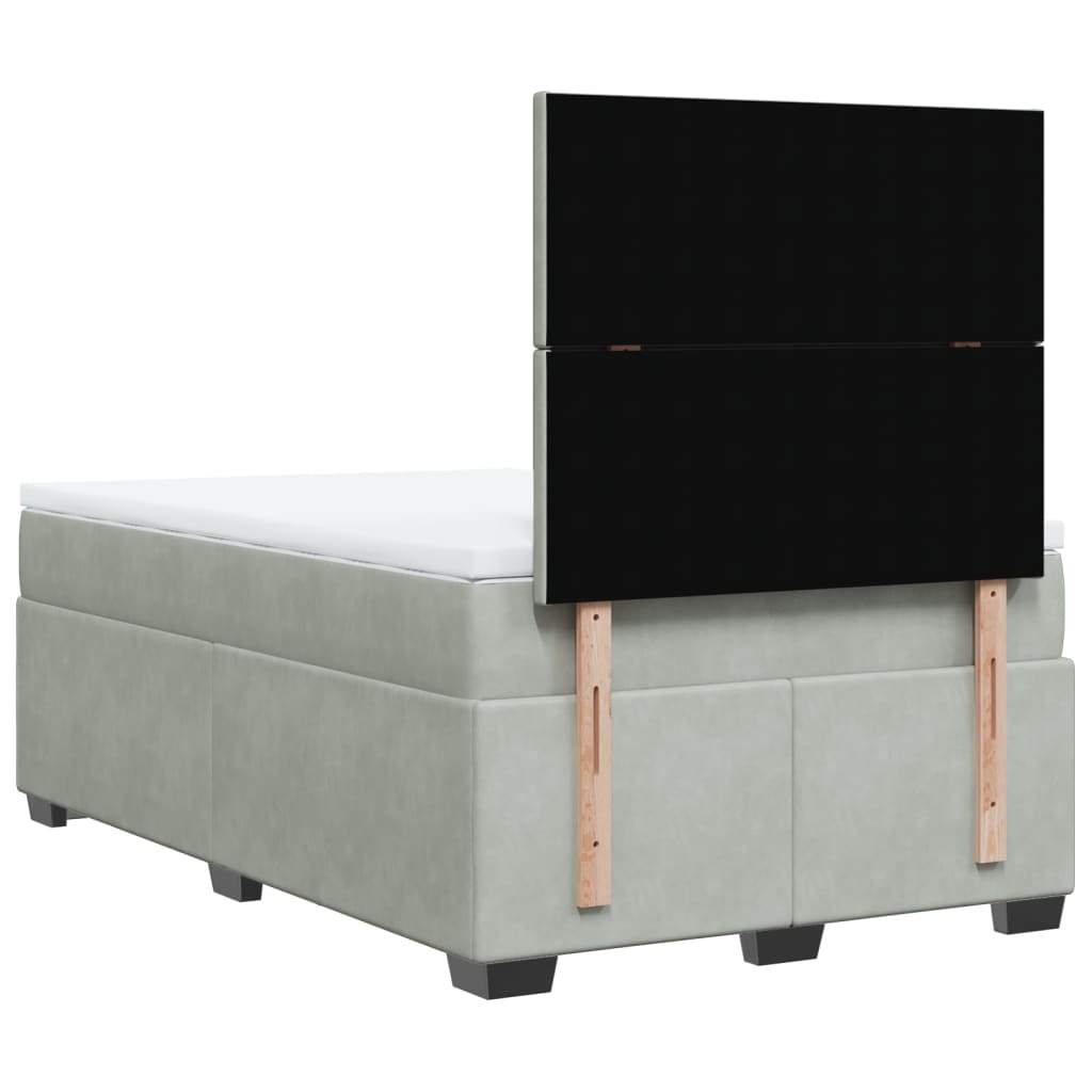 Box spring krevet s madracem svjetlosivi 120x200 cm baršunasti