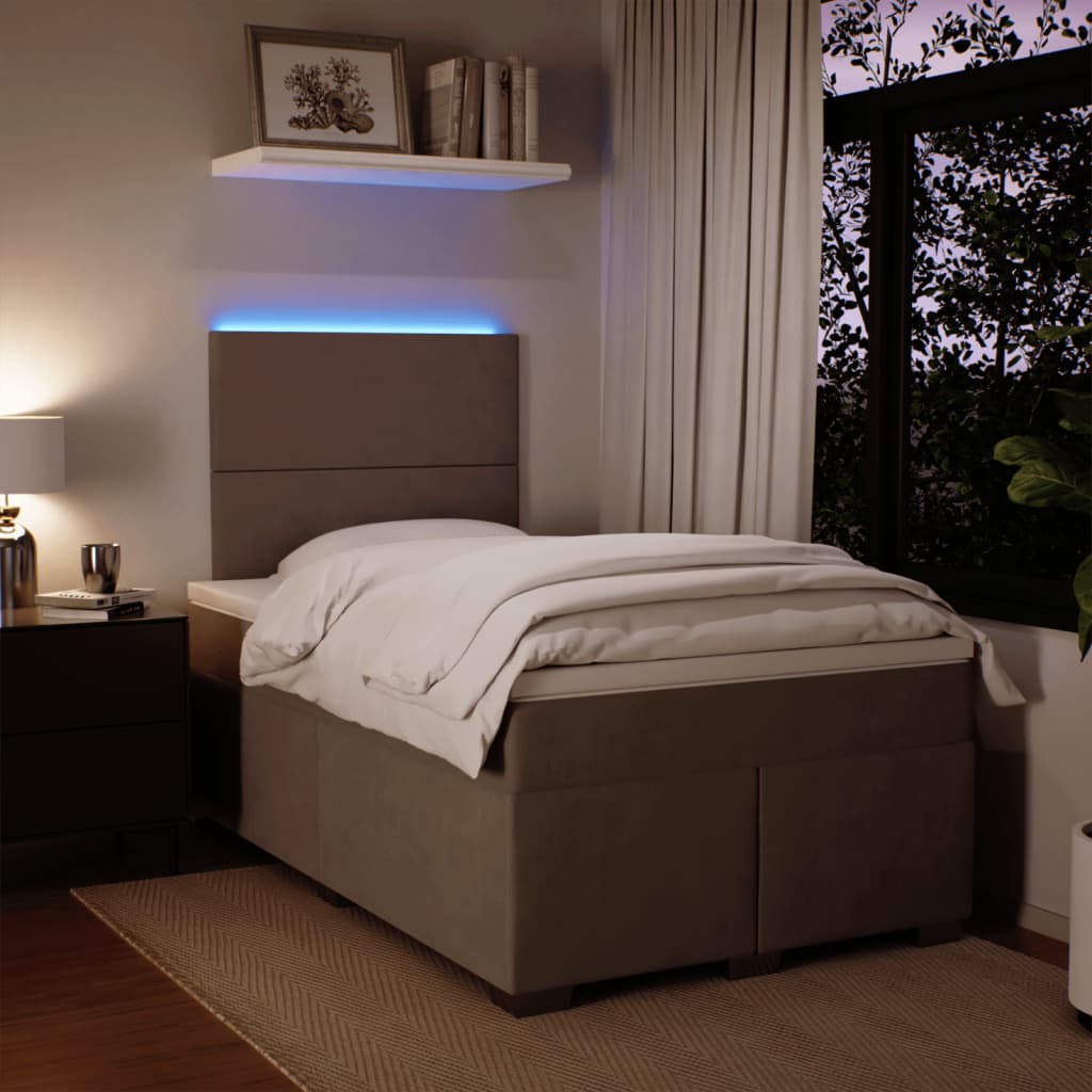 Box spring krevet s madracem svjetlosivi 120x200 cm baršunasti