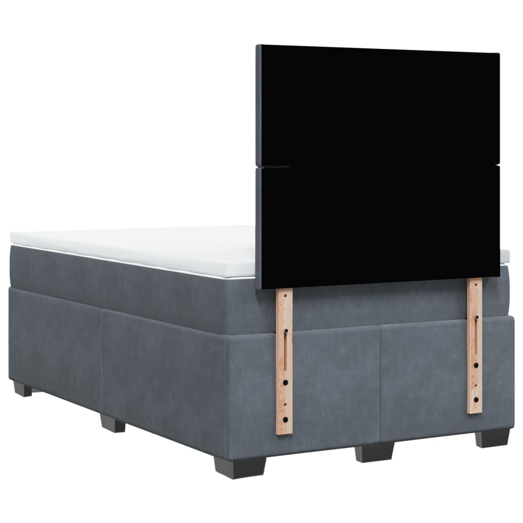 Box spring krevet s madracem tamnosivi 120 x 200 cm baršunasti
