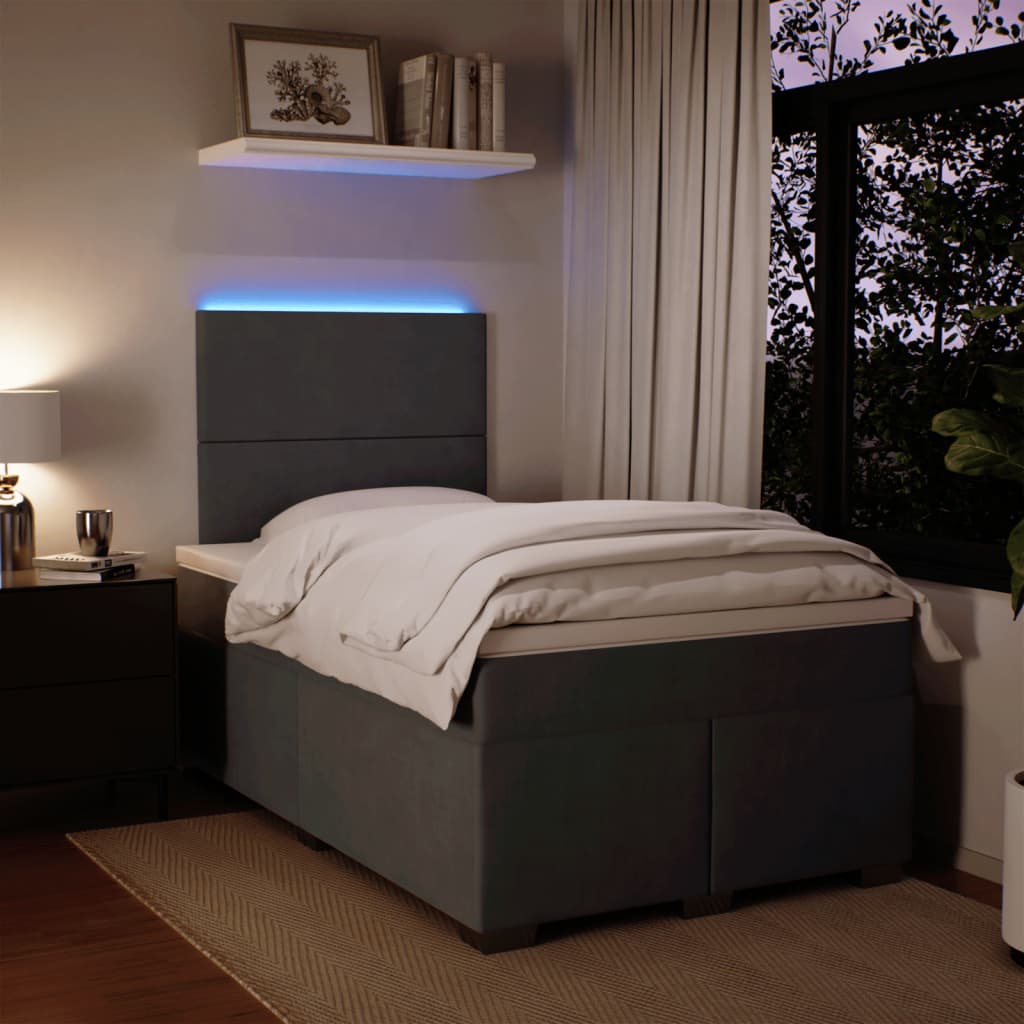 Box spring krevet s madracem tamnosivi 120 x 200 cm baršunasti