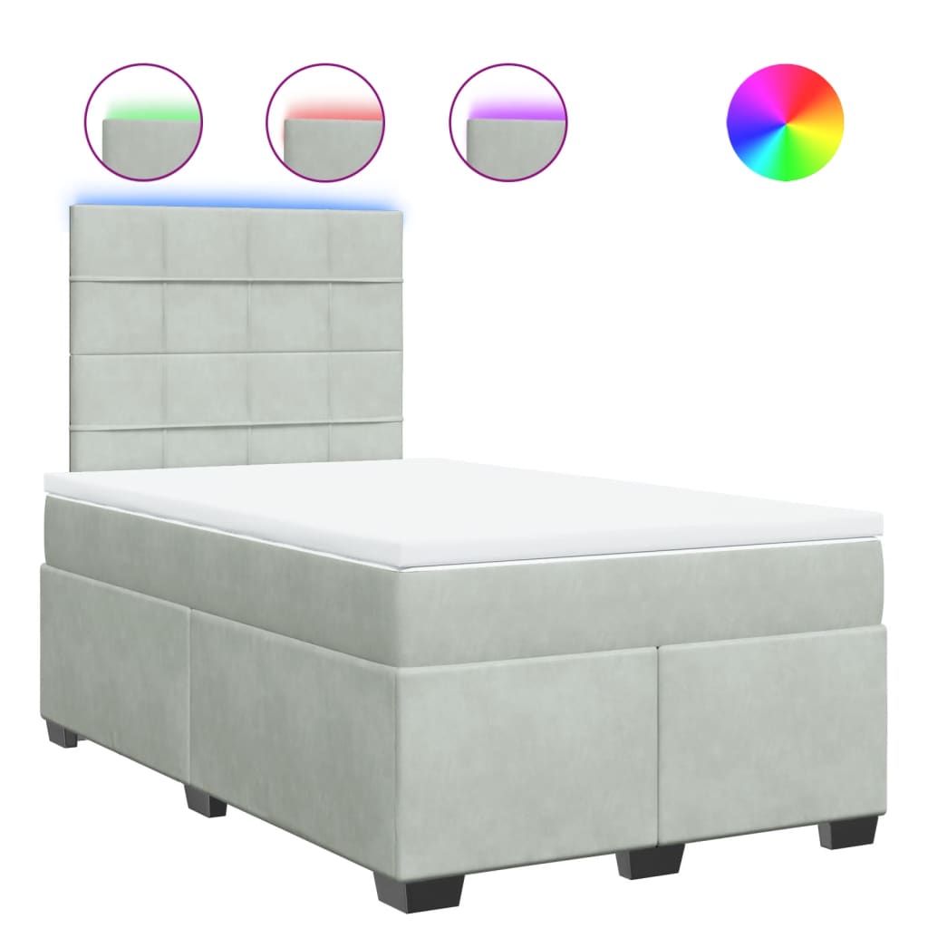 Box spring krevet s madracem svjetlosivi 120x200 cm baršunasti