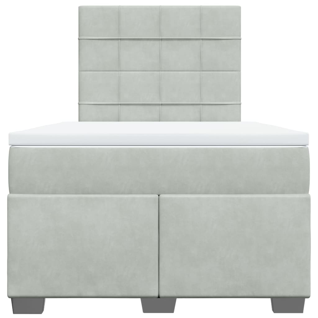 Box spring krevet s madracem svjetlosivi 120x200 cm baršunasti