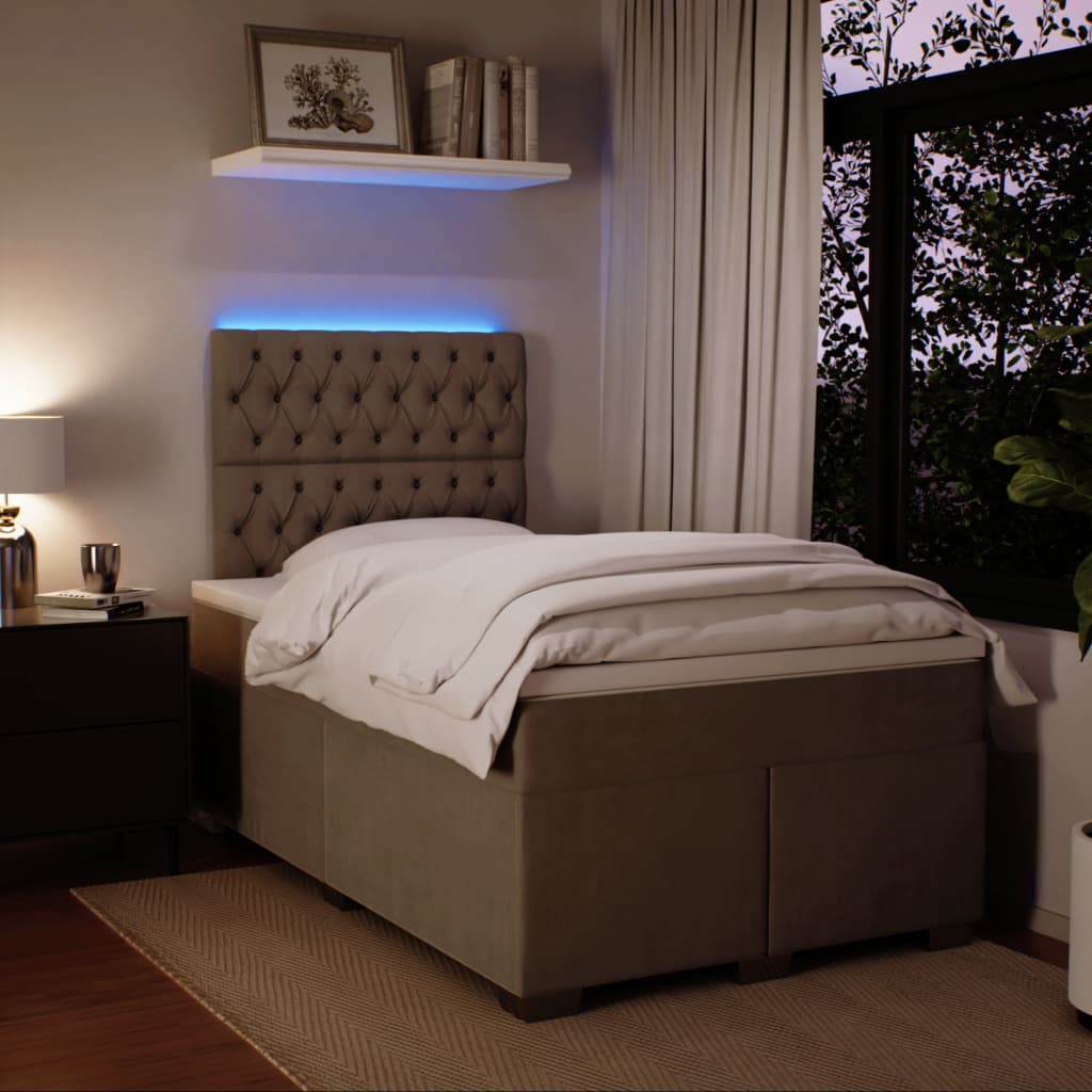 Box spring krevet s madracem svjetlosivi 120x200 cm baršunasti