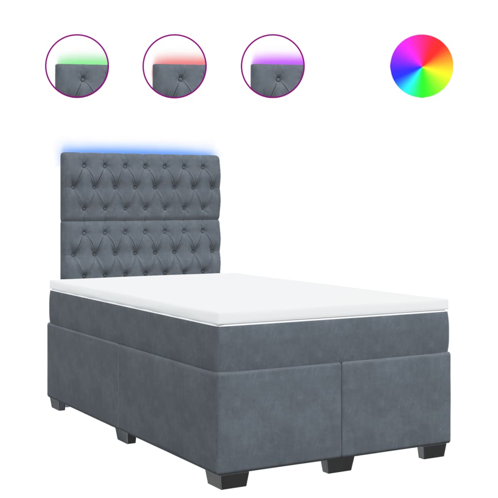 Box spring krevet s madracem tamnosivi 120 x 200 cm baršunasti